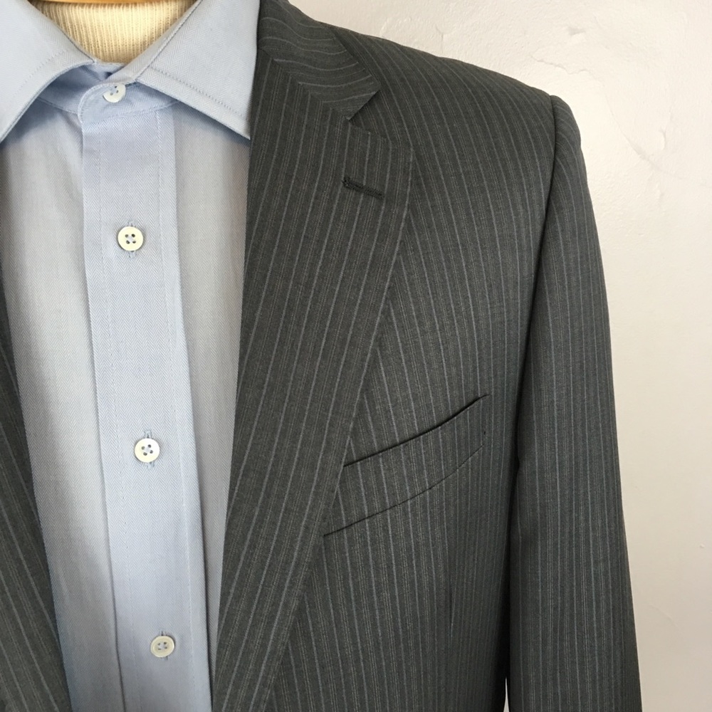 Ermenegildo zegna cloth 40r mens suit gray stripes wool silk new nwt ea0330 - Picture 2 of 8